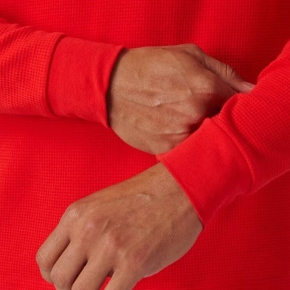 Lacoste Mens Waffle Knit Thermal Sleep Shirt Red Size XS - Picture 9 of 11